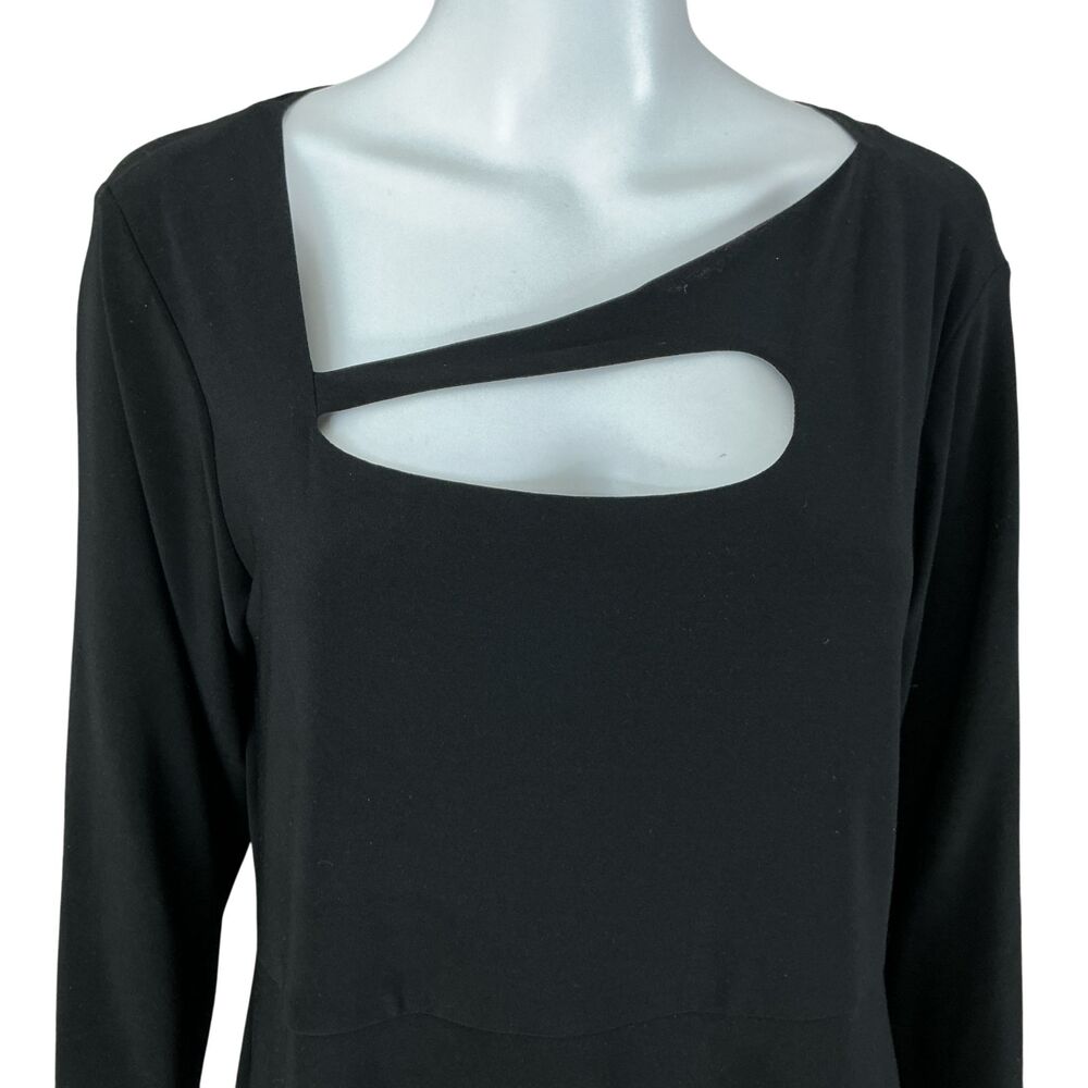 Sympli Travel Dress sz 14 Black Fit Flare Cutout Detail No Iron Packable Canada - Picture 5 of 13